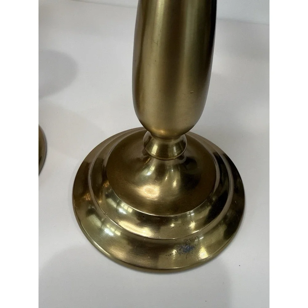 Pottery Barn Arlington Heavy Brass Candlesticks / Pillar Candle Holders Set of 3